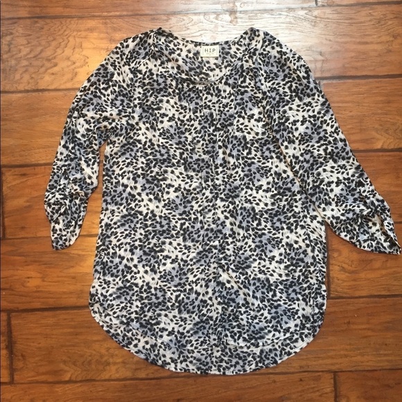 Leopard Print Button Up Long Sleeve Blouse Cuffed Office Small - Picture 7 of 11